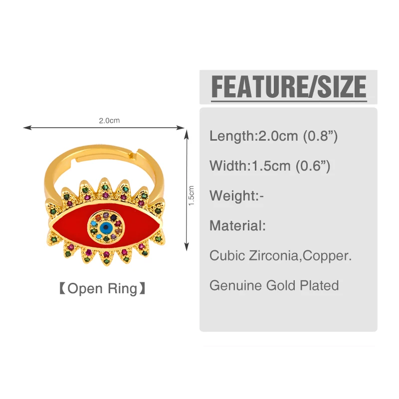 Новые золотые кольца от сглаза модные медные Регулируемые Радуга Стразы Золотые
