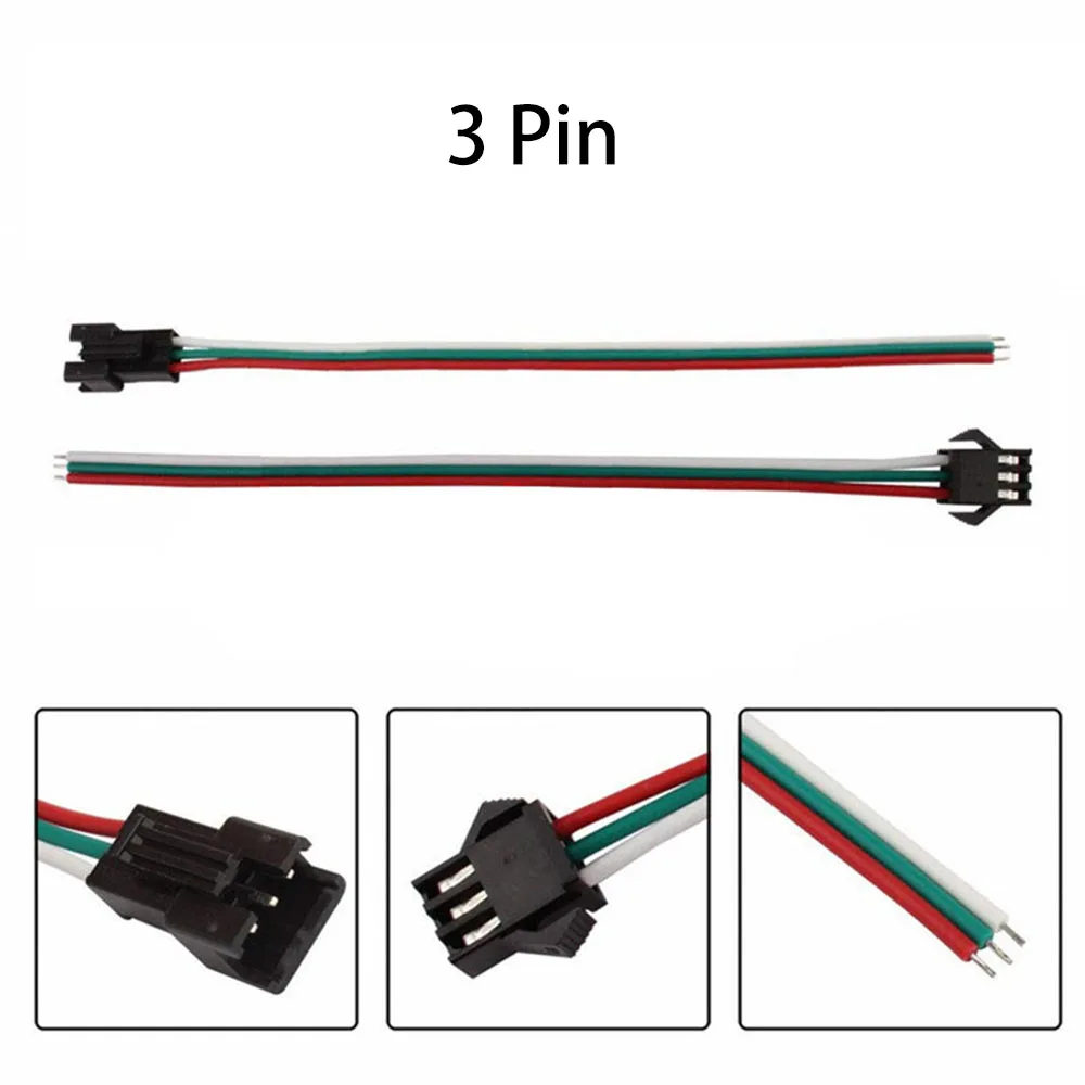 Разъем SM JST 22AWG 2/3/4/5 pin Светодиодный Удлинительный Кабель Штекерный разъем для WS2812B