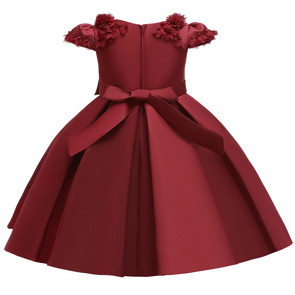 

Girls Dress Gown Satin Princess Elegent Wedding Flower Kids Dresses For Girl Formal Wedding Pageant Dresses