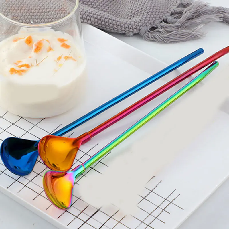 1 шт. длинная витая соломенная ложка портативная Золотая чайная Многоразовые