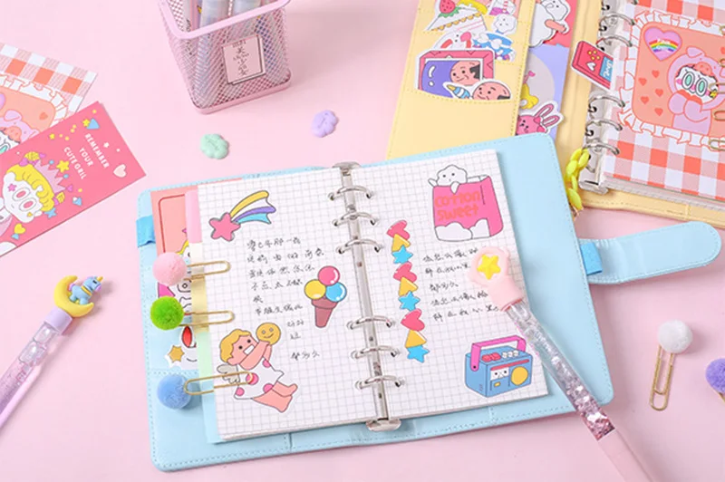 Корейский Блокнот Binder Bullet Journal Set A6 спиральный органайзер для планирования мероприятий сетка записная книжка DIY девушка план путешествия 6 кольцо руководство