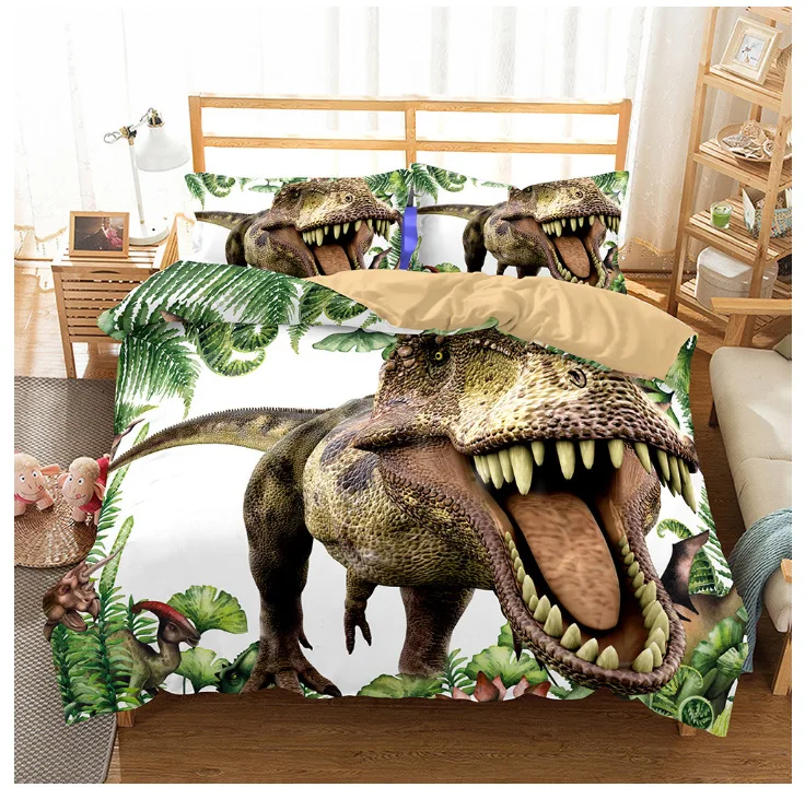 

3D Printing Dinosaur Paradise Bedding Set Jurassic Park Cartoon Kids Boys Duvet Cover Sets Queen/Twin/King Size