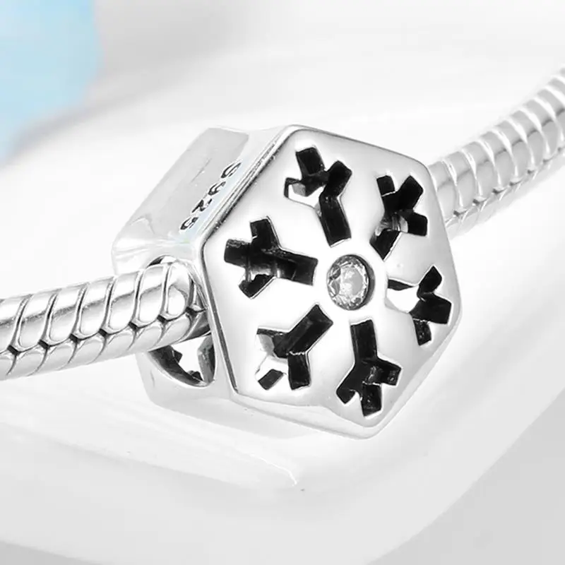 Оригинальное 925 пробы с серебристыми снежинками картинки прозрачный CZ розовые