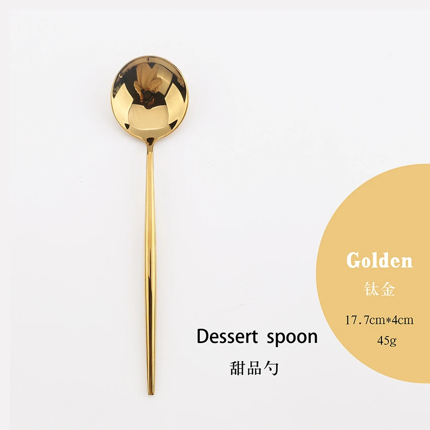 High Quality Gold Cutlery Set Stainless Steel Portable Dinnerware Set Mirror Polishing Food Steak Fork Spoon Knife Chopstick 1pc - Цвет: 10