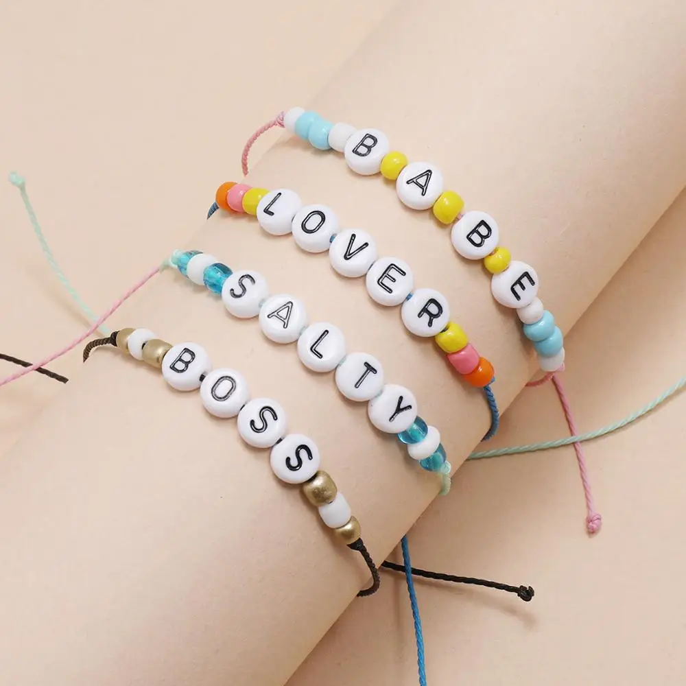 Sindlan 4 шт. Смешные красочные регулируемые браслеты для женщин милые веревочные