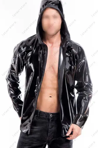Латексный каучук Gummi Man Пальто с капюшоном стильный костюм изготовленный на