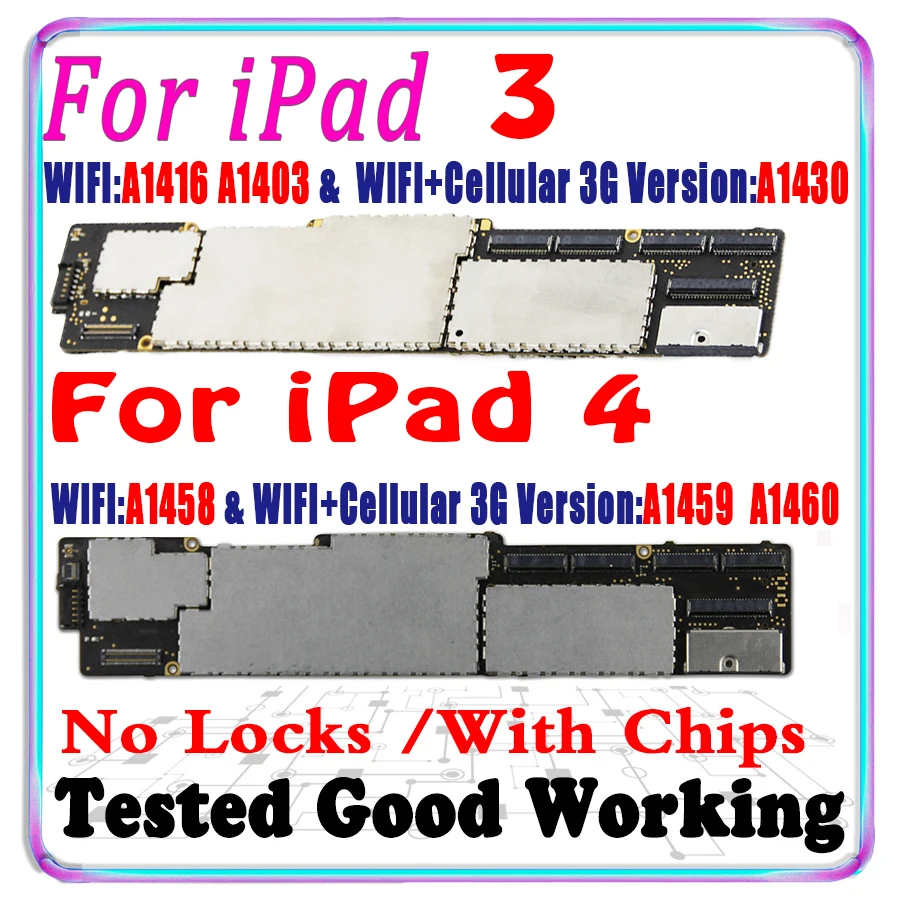 A1458 A1459 A1460 для iPad 4 3 материнская плата A1416 1403 1430 логическая с чипами IOS оригинальная