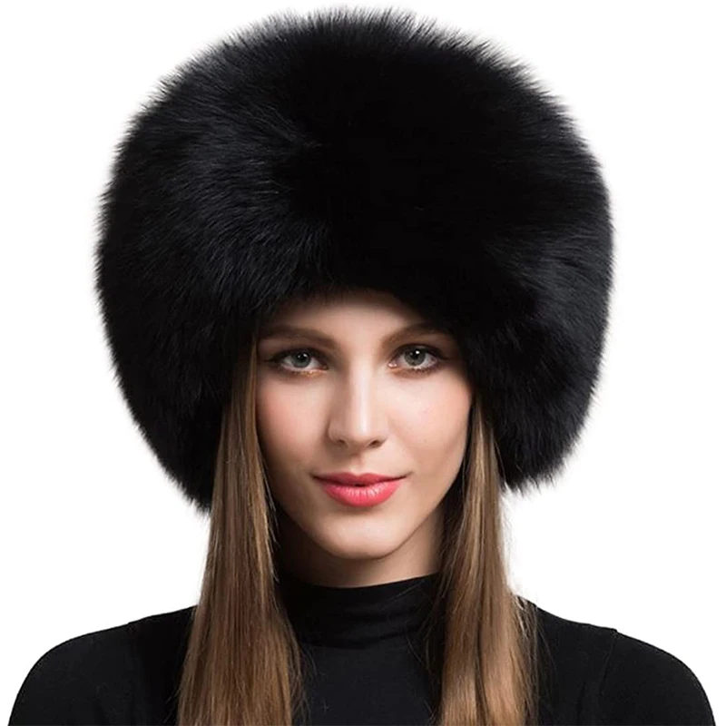 Шапка женская из лисьего меха зимняя утепленная для защиты ушей - купить по
