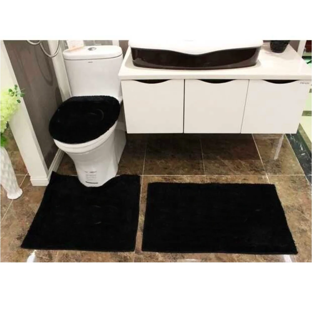 

Черные акриловые чехлы на сиденья унитаза, мягкий ковер для ванны, u-образный напольный ковер для ванной