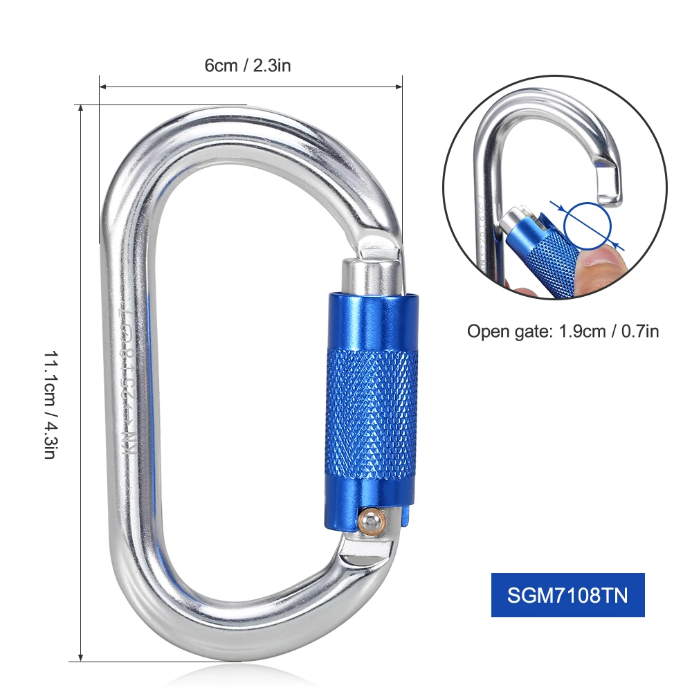 25KN Srew Locking Gate Carabiner Heavy Duty D Shape Climbing Rappelling Canyoning Hammock Clip | Спорт и развлечения
