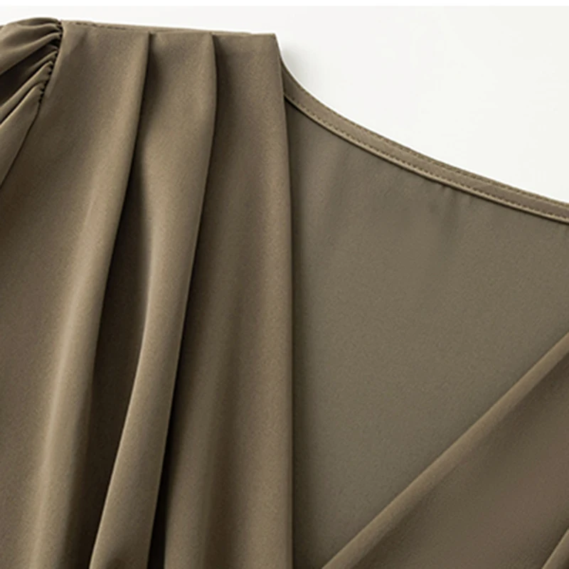 Блузка Женская атласная с V-образным вырезом и длинным рукавом весна 2022 | одежда