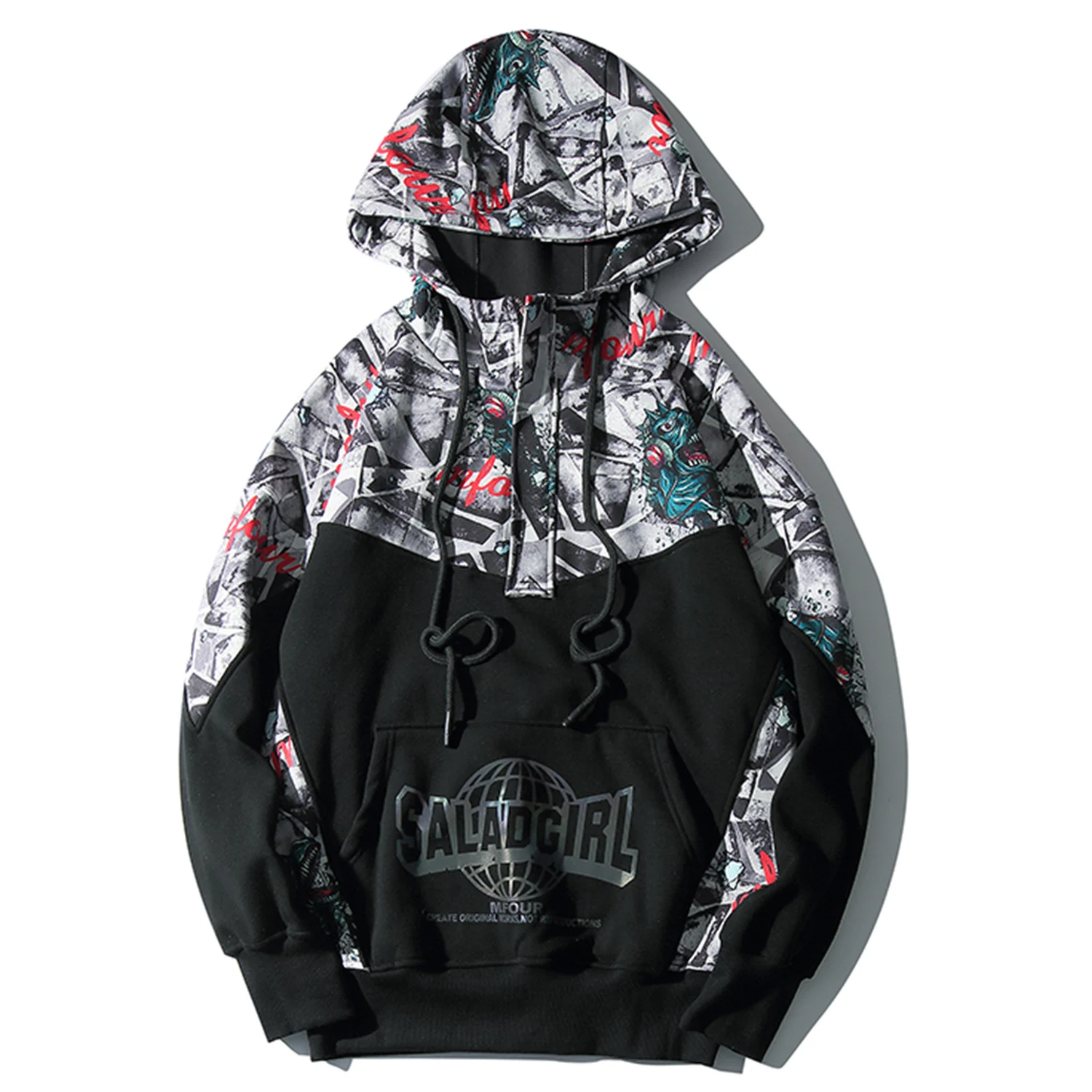 Aelfric Eden хип хоп пэчворк мотоциклист с принтом мужские толстовки капюшоном Harajuku