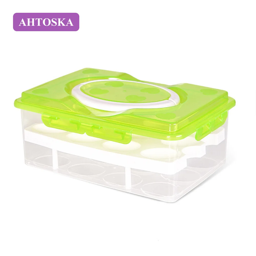 AHTOSKA Двойной Слои Ящик Для Хранения Яйц С24 Сетками Контейнер Портативный