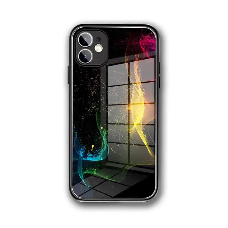 

Colored abstract rays Phone Case Tempered Glass For iPhone 12 Pro Max Mini 11 Pro XR XS MAX 8 X 7 6S 6 Plus SE 2020 case