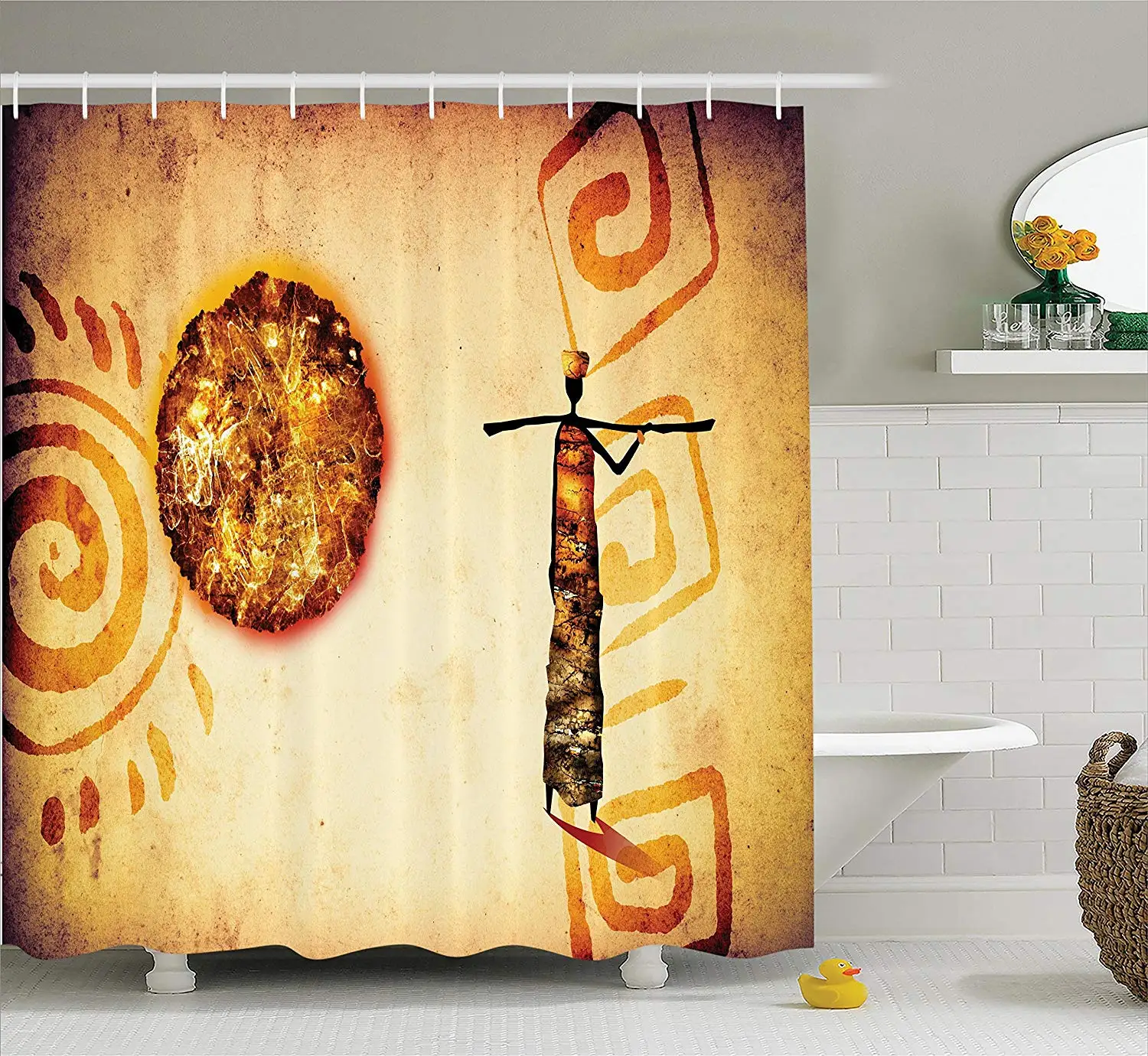 Африканская занавеска для душа экзотические узоры с солнцем и бесконечностью