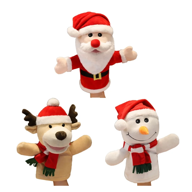 

Snowman Elk Santa Claus Hand Puppet Christmas Hand Puppets Xmas Holiday Party Supplies Gifts for Toddler Kids 3 Styles