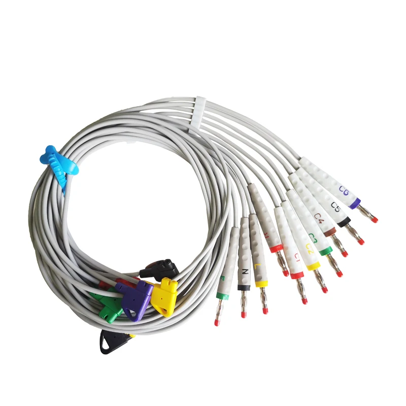 

EKG Cable 10 Lead Wires Multi Link ECG Patient Lead Wires 10 Leads Banana 4.0 for Philips Trim M1716B IEC Standard