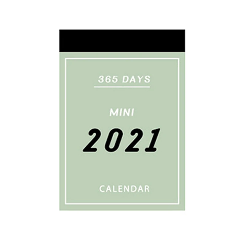 

2 Pcs 2021 Retro Mini Desktop Paper Calendar Table Planner Yearly Agenda Organizer 365 Days To Do List White & Green