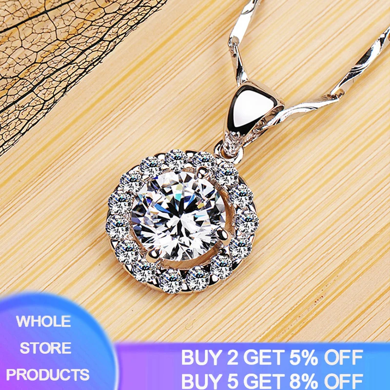 

YANHUI Solid 925 Silver Necklace 1.0ct Zirconia Diamond Pendant for Women Wedding Jewelry Topaz Gemstone Pendant S925 Necklaces