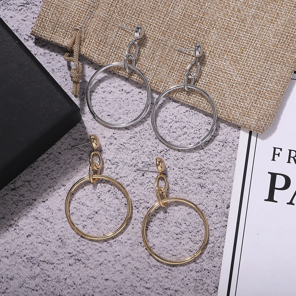 BA круглые Висячие корейские серьги новые модные женские Геометрические золотые