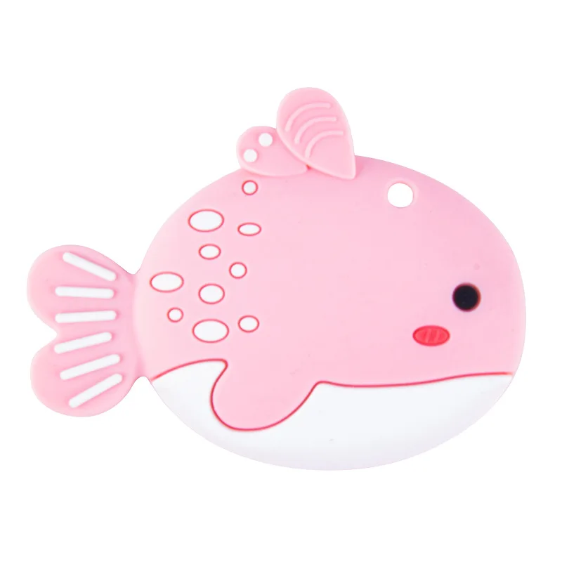 Pink Fish Platube безопасный Прорезыватель для зубов, Силиконовые Прорезыватели для зубов в форме героев мультфильмов для младенцев и детей, органические Прорезыватели для зубов - Цвет: Pink Fish