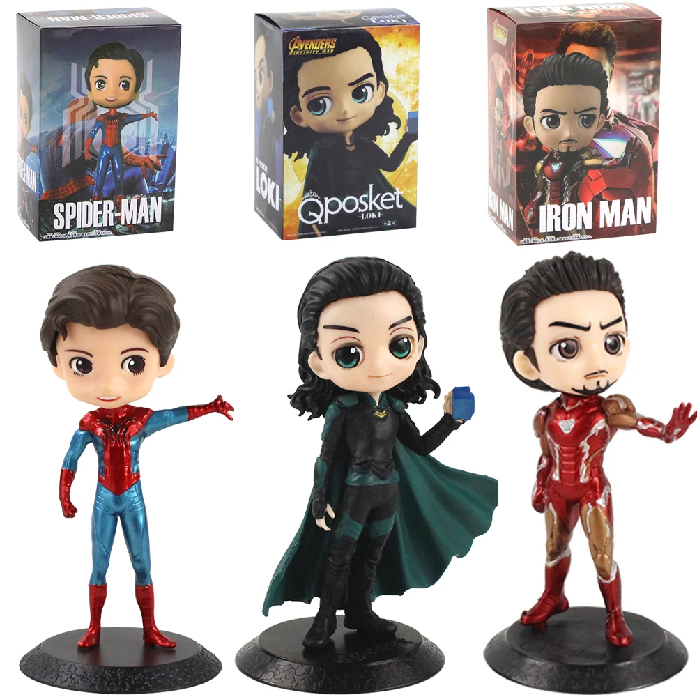 16 см Q Posket фигура Мстителей Игрушки Loki Железный человек Тони Старк Человек паук