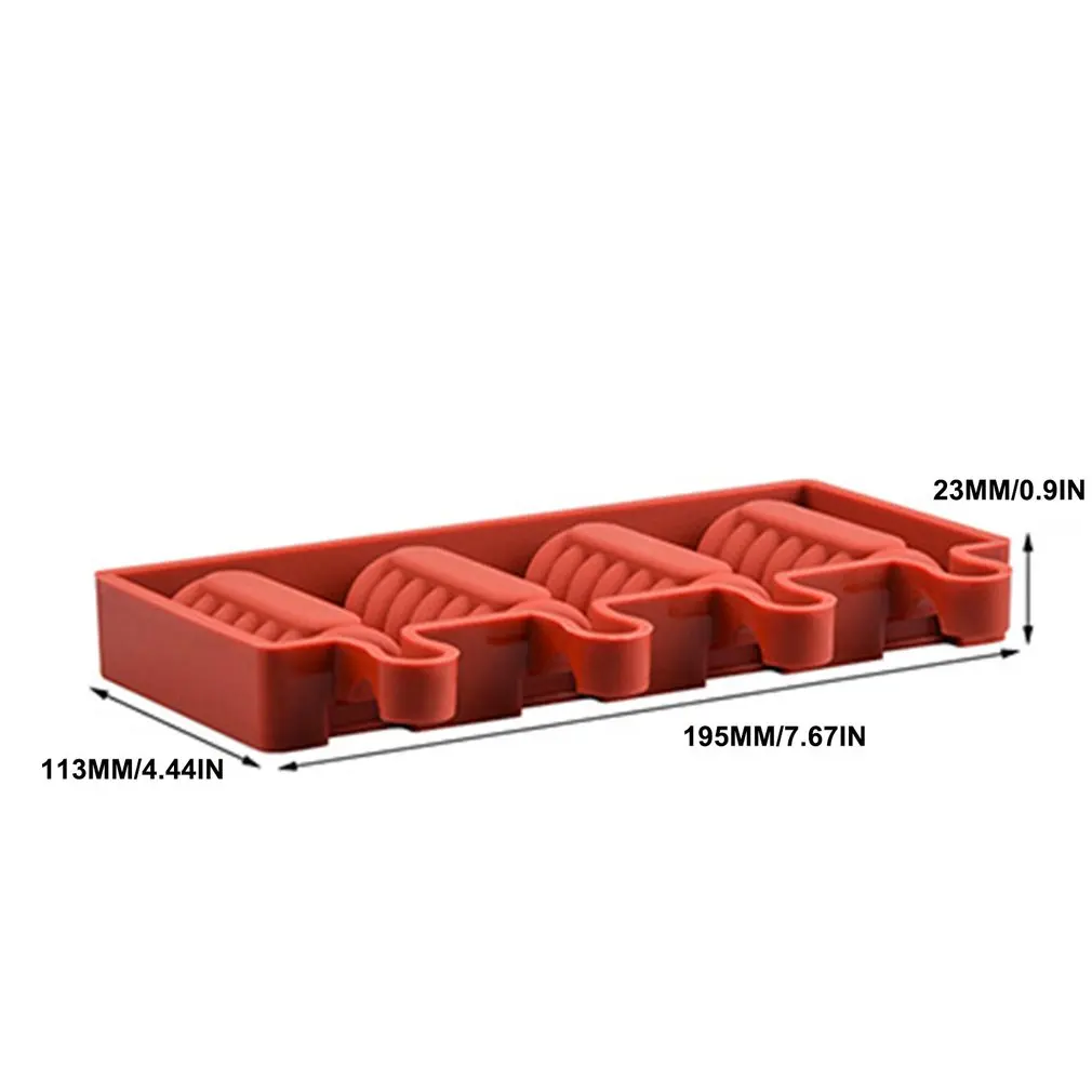 

Durable Homemade Silicone Ice Cream 4 Cavities Molds Reusable Ice Pop Molds For Freezer And Fruit Juice Popsicle Molds Hot