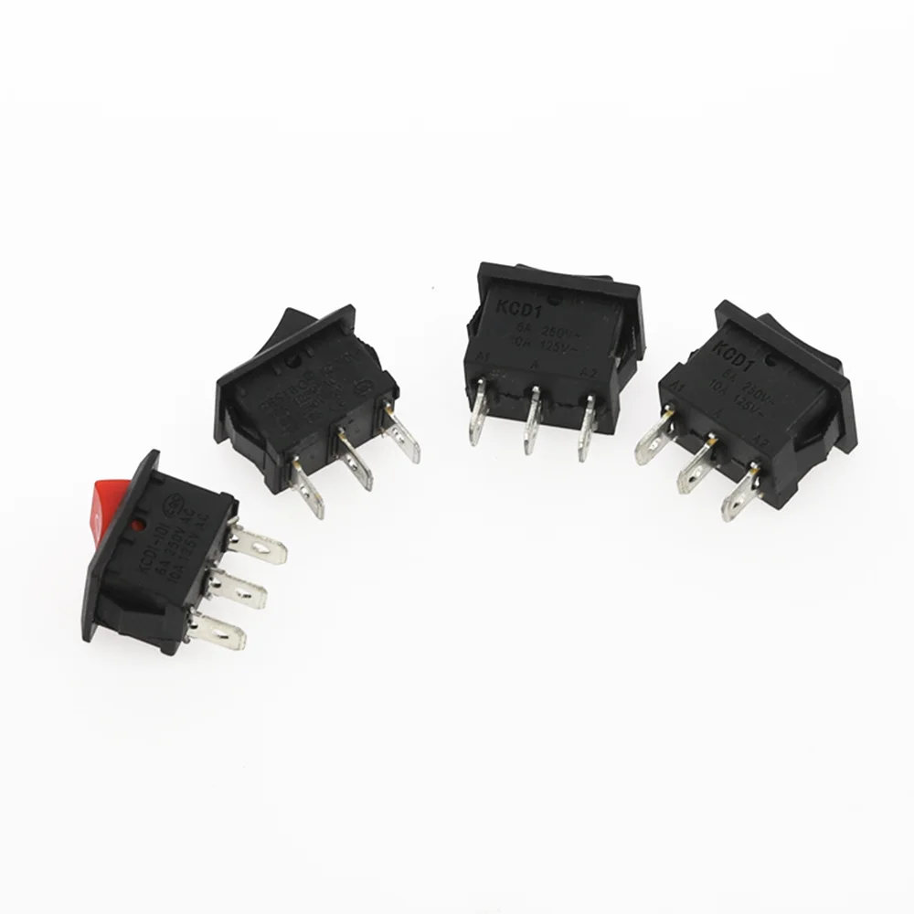 5 шт. KCD1 3Pin автомобиля кулисный переключатель 6A/10A 250V/125V AC красный желтый и зеленый