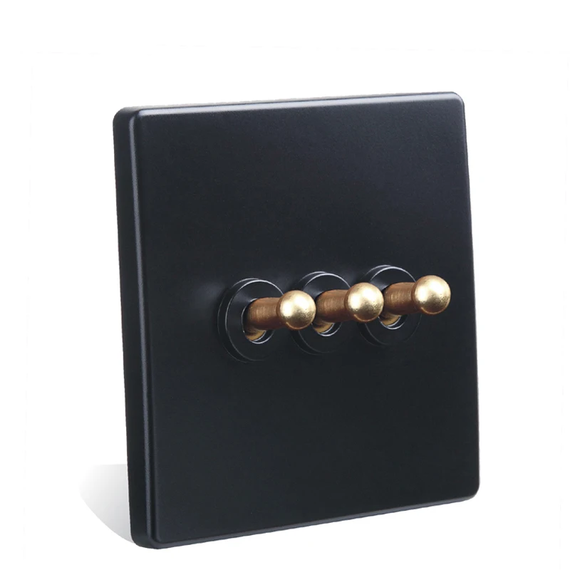 Черный настенный переключатель для освещения латунный рычажный в скандинавском