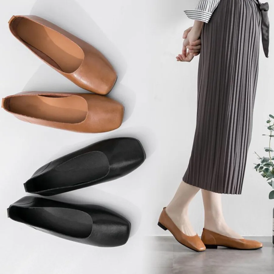 

2018 new style leather soft sole shoes Chinese mother shoes Chinese style art shoes comfortable low-heeled shoes