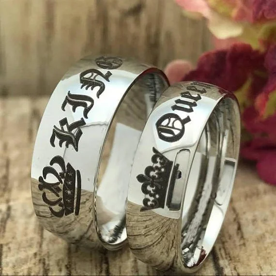 В стиле панк Золотой король и королева кольца его ее Кольца Юбилей обручальные