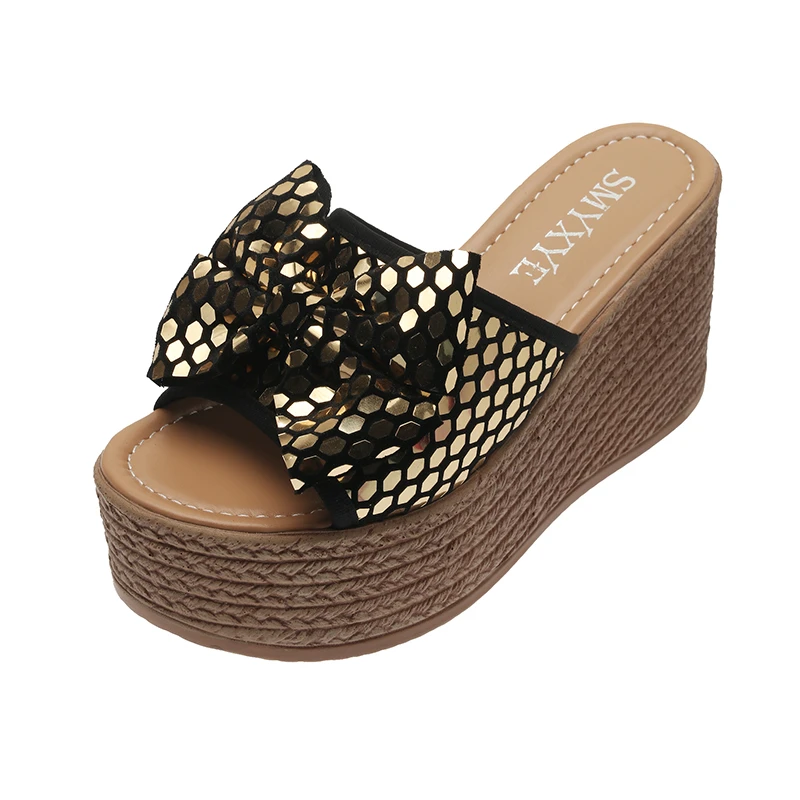 

2021 sandals women's summer new fashion women's sandals thick-soled high lame heel all-match soft bottom muffin sole