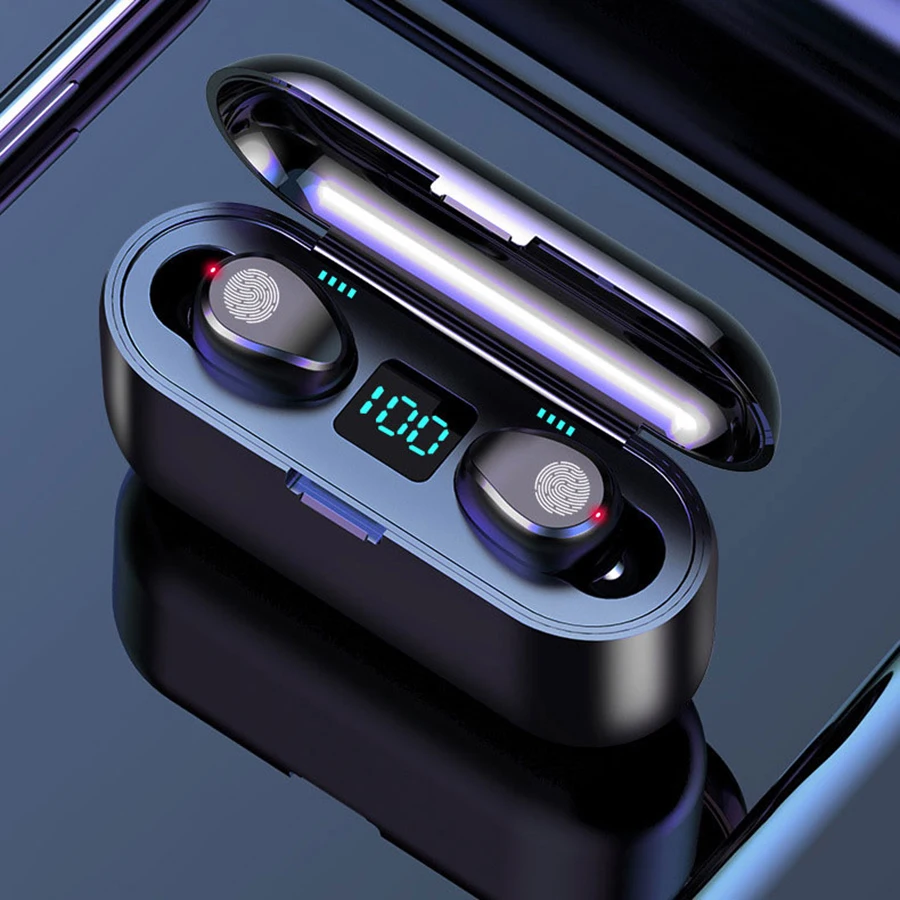 Беспроводные стереонаушники YPAY F9 с сенсорным экраном Bluetooth 5 0 8D светодиодный
