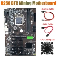 b250 btc mining motherboard with cpu cooling fansata cableswitch cable 12 xgraphics card slot lga 1151 for btc miner