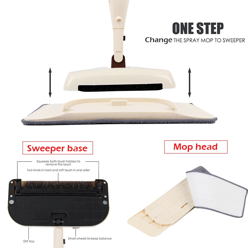 

3-in-1 Spray Mop Detachable Magic Mop Wooden Floor Flat Mops Home Cleaning Tool Household with Reusable Microfiber Pads Lazy Mop