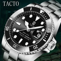 tacto 2021 new fashion mens watches top brand luxury stainless steel gmt diver sports quartz watch men relogio masculino 5bar