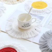 round cotton coasters linen mats insulation coffee pad placemat non slip handmade macrame cup cushion mat for table