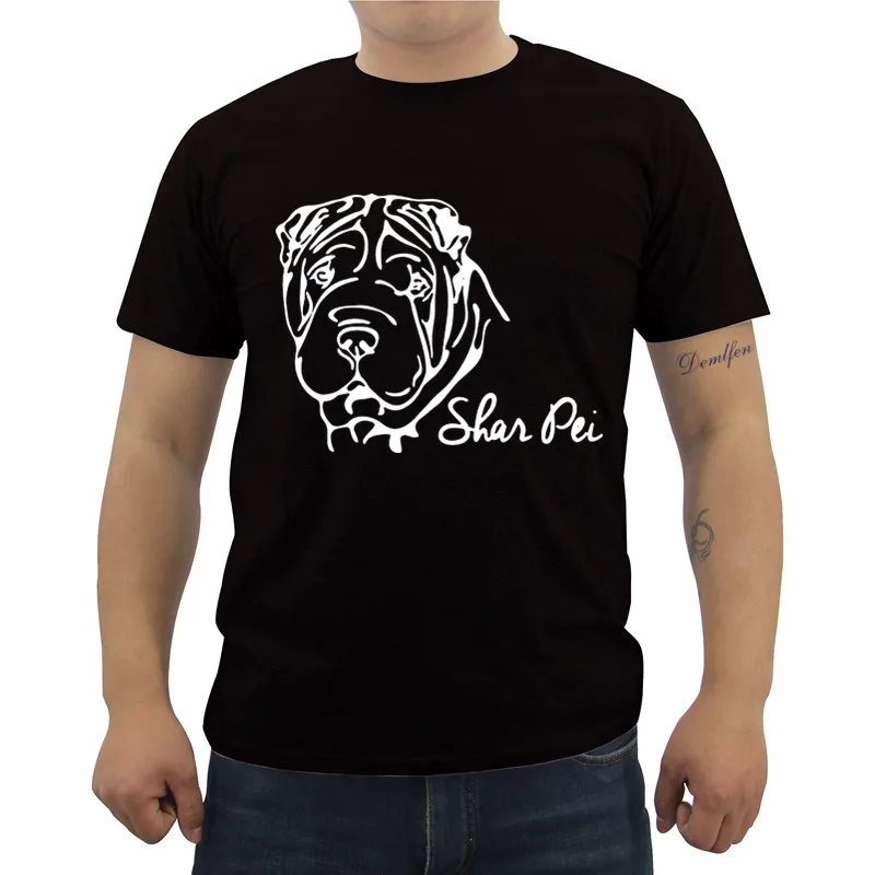 

New Men's Cotton Short Sleeves O-Neck T Shirt Shar Pei Portrait Hund Hunde Print T Shirt Cool Tees Tops Hip Hop