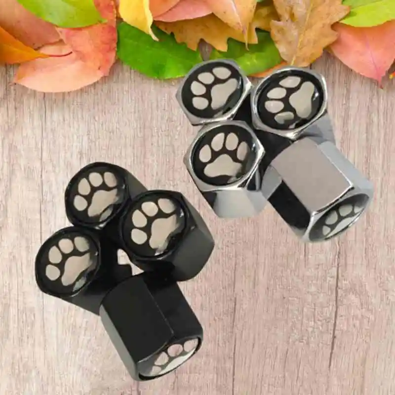 

4 PCS Metal Car Valve Cap Foot Print Bear Claw Valve Core Cap Decorative Tire Cap, Fine Workmanship High Quality Alloy Material