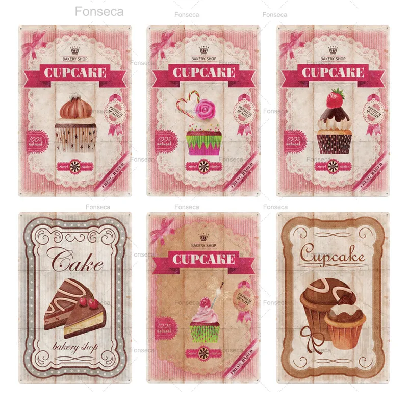 Жестяная вывеска для торта винтажный Металлический Настенный декор ретро-плакат