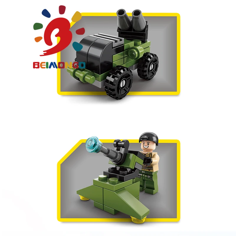 Бесплатная доставка! Строительные блоки BEIMONGO Mini Land Force 138 шт. мини 6 в 1 умные