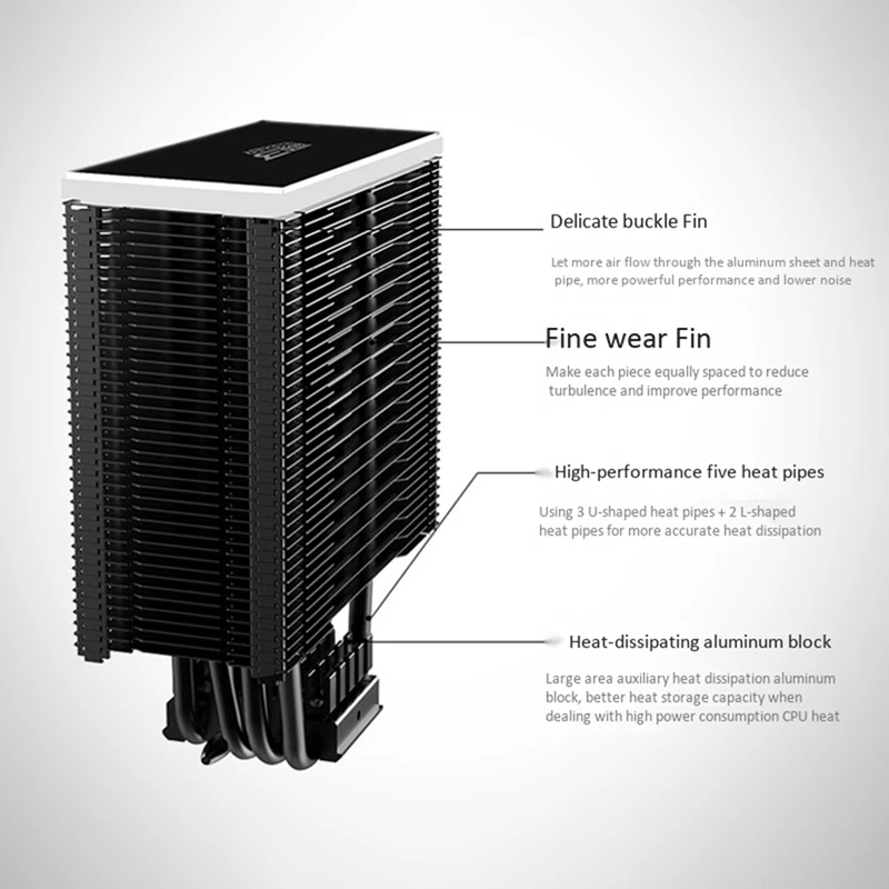 

PCCOOLER 5 Heat Pipe RGB Phantom Buckle FIN Process Through FIN Process Heat Dissipationfin Metal Back Plate Buckle Programmable