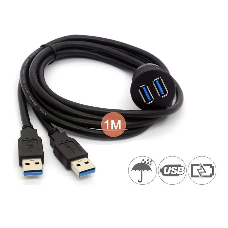 3 фута 2 порта USB 0 папа к женский AUX флеш-крепление автомобильное крепление