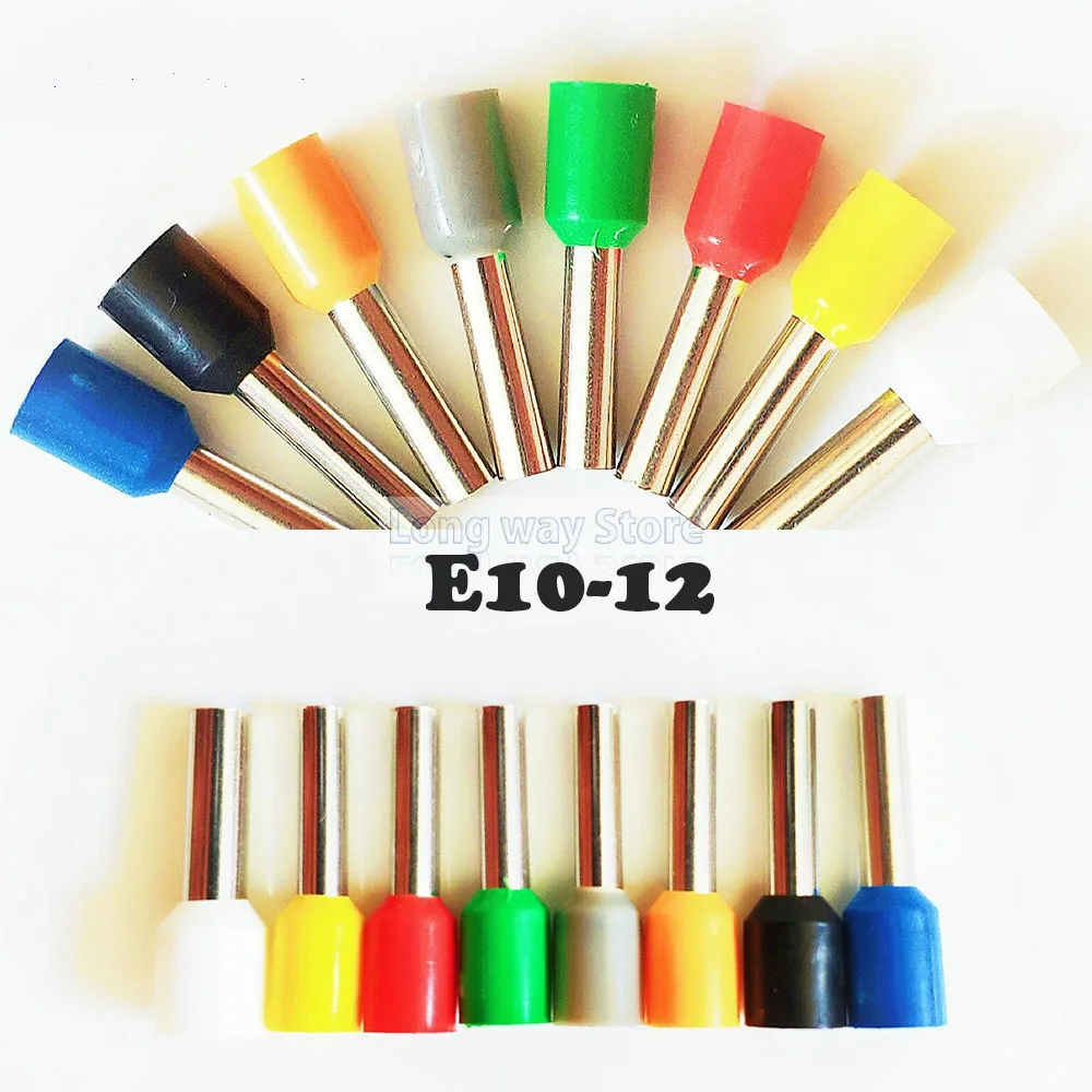 

E10-12 100PCS/Bag Tube Insulated cord end terminals 10mm2 Cable Connector wire terminals Insulating Crimp Terminal Connector