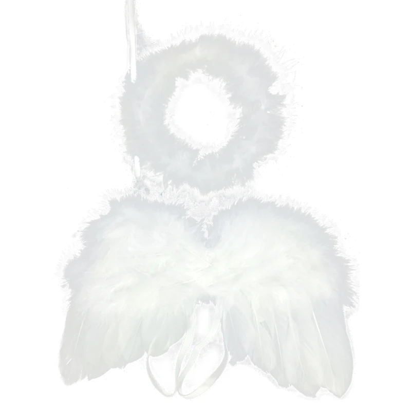 

N7ME Baby Angel Wing with Headband Photo Shooting Accessories Newborn Photography Props Outfits Set Fotografia Costume