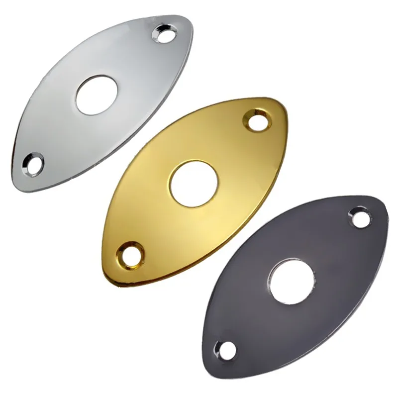 

3Pcs Metal Curved Oval Bass Electric Guitar Jack Plates Guitar Parts Chrome Black Gold For Choose Guitar Accessories