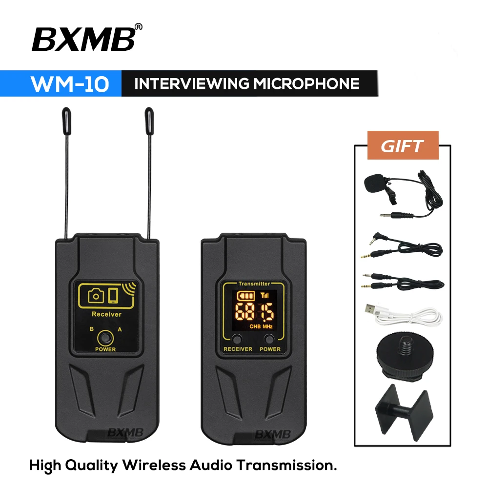

Professional DSLR Camera DV Wireless Microphone System WM10 Receiver with WM Transmitter Lapel Mic For Interview Video Recording