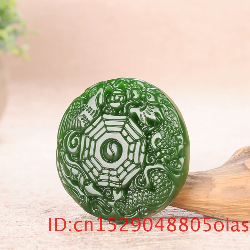 Натуральный зеленый китайский Нефритовый дракон феникс кулон ожерелье Шарм