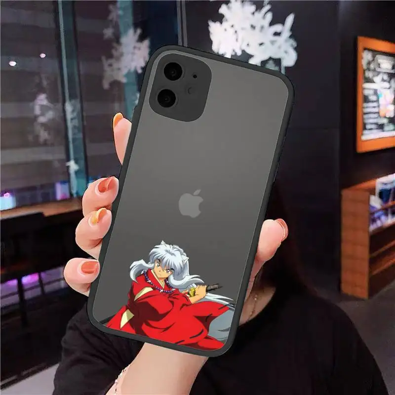 

Anime inuyasha Phone Case For iPhone 12 11 Mini Pro XR XS Max 7 8 Plus X Matte transparent cover