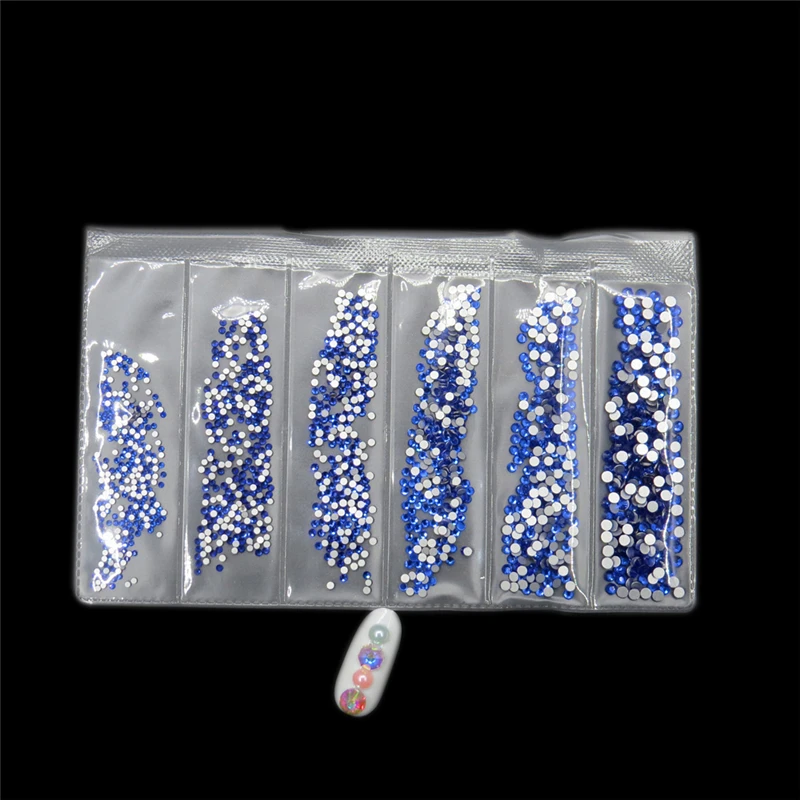 1728 шт инструментов для ногтей Стразы смешанные Серебряный набор рисования с